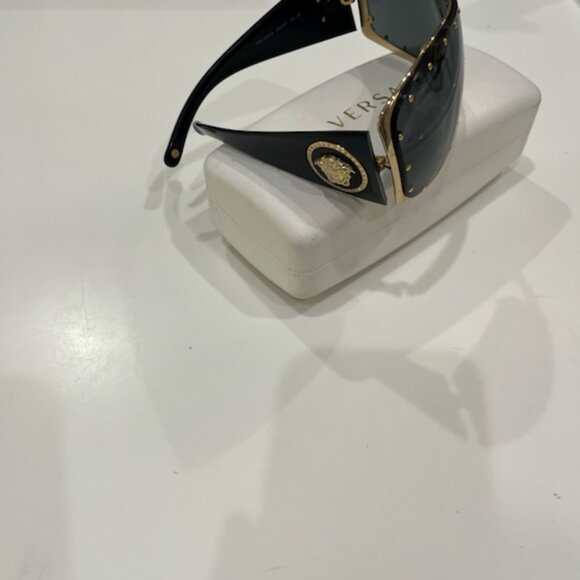 Versace Women\'s Sunglasses - Black with gold studs